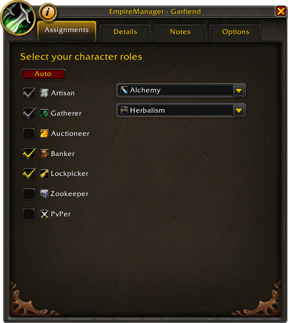 Assignments tab