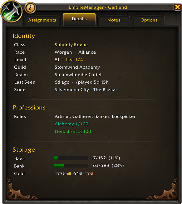 Details tab