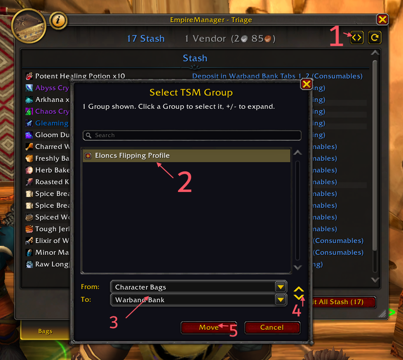 The Mover button, the group picker, and the From / To dropdowns